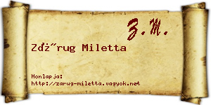 Zárug Miletta névjegykártya